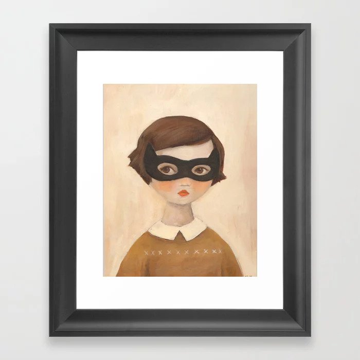 Painting of a young girl with an eye mask on